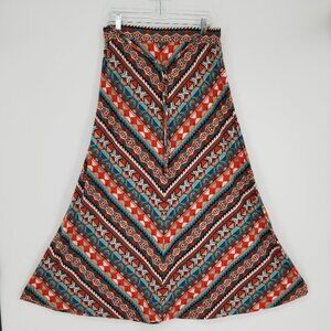 Native Print Maxi Skirt - L - Bohemian, Western, Festival  etc.